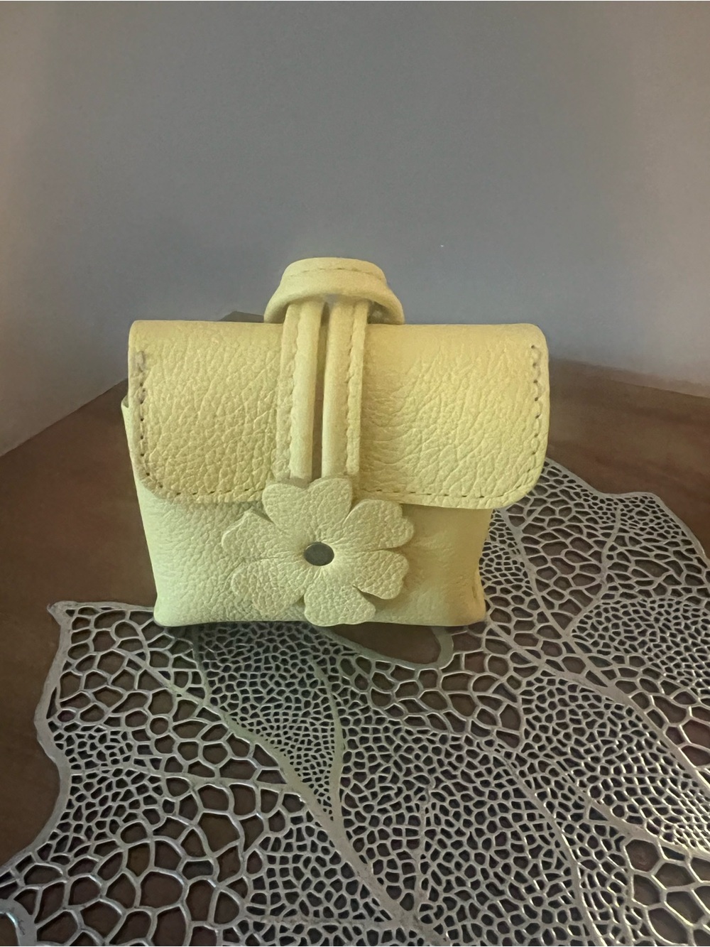 Portland leather goods blooming wristlet in colour butterbliss